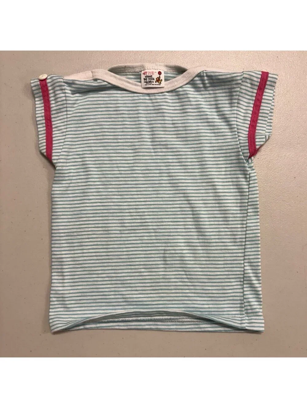 VINTAGE 80s 90s WINNIE THE POOH STRIPED T-SHIRT SIZE 4T WALT DISNEY
